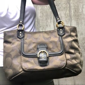 Coach purse, Olive with gold accents